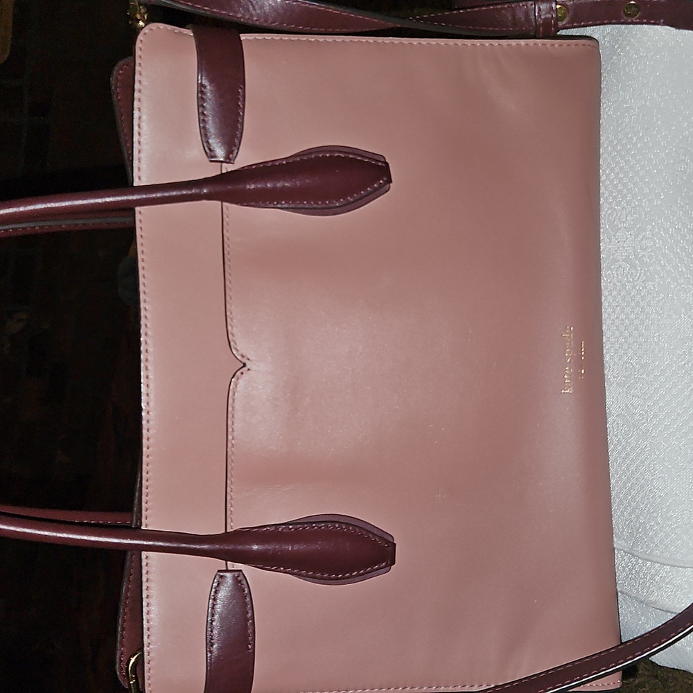 Kate Spade Toujours Large Leather Satchel Pink & Mauve Handbag  Or Crossbody - Picture 3 of 12